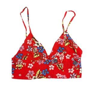 FOREVER 21 Red Floral Triangle Bralette | M